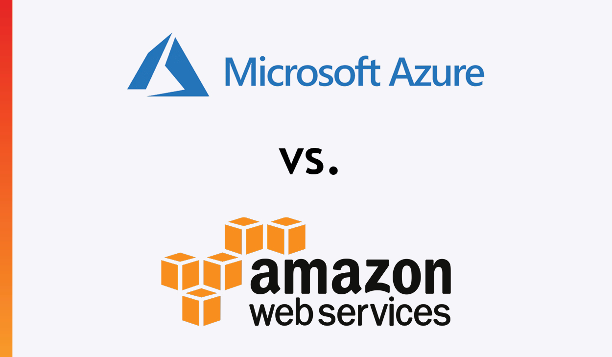 Blue Microsoft Azure logo vs. yellow-orange and black Amazon Web Services logo